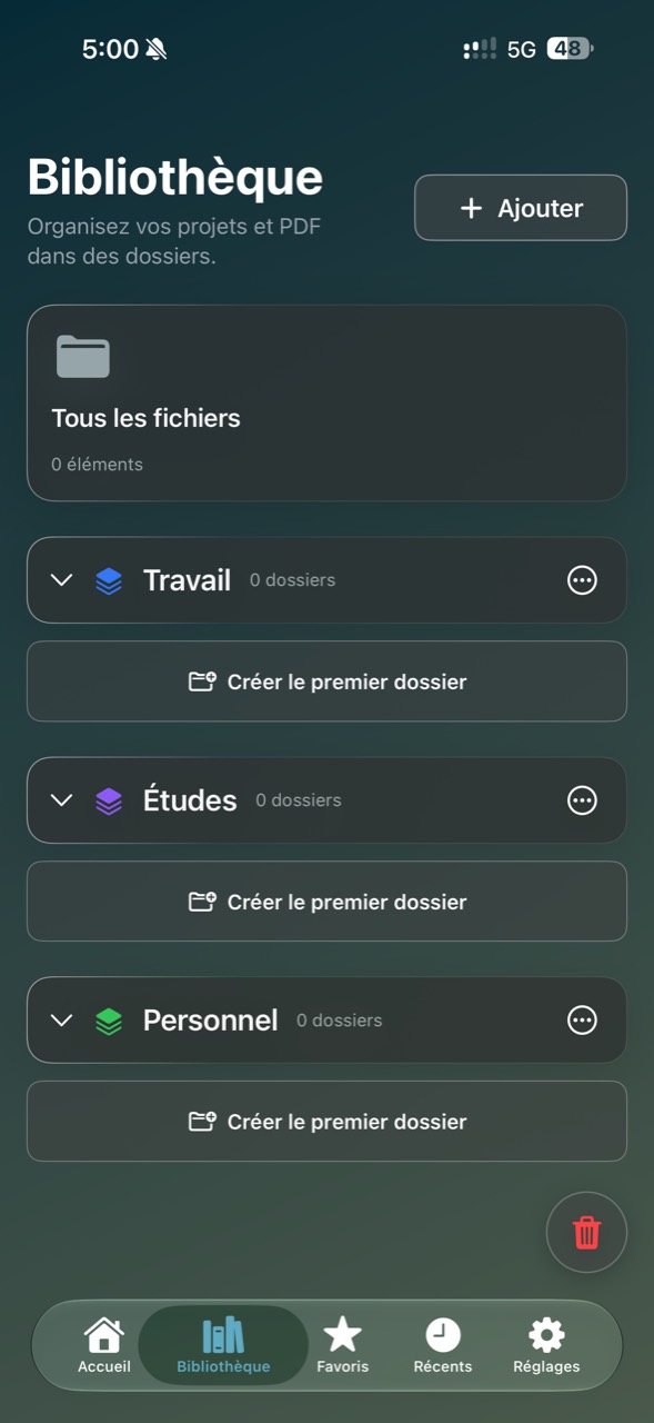 Bibliothèque de dossiers et de documents dans Vurthox PDF