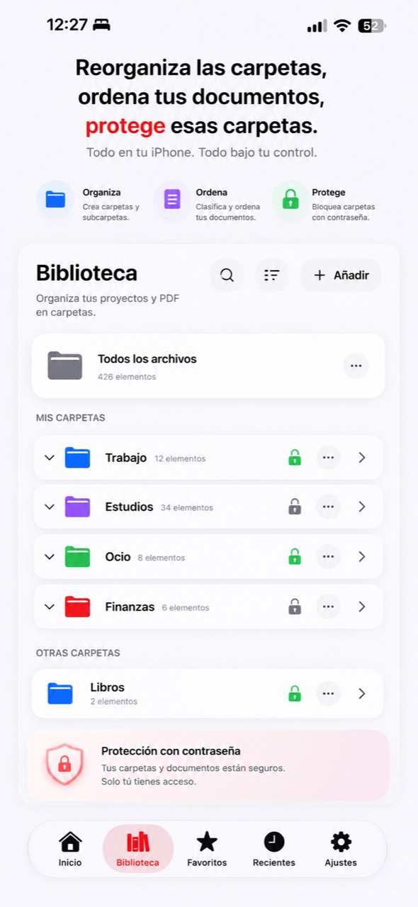 Biblioteca de carpetas y documentos en Vurthox PDF